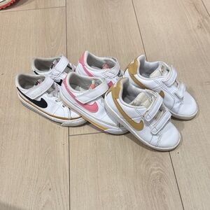 Kids White Sneakers with Pink, Black, and Gold Accents NIKE 8 8.5 9 LOT bundle